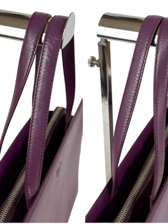 Prada Shoulder Bag Tote Purple Vitello Leather - Picture 7 of 13